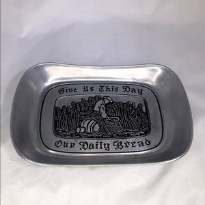 3/$15 Wilton Pewter platter our daily bread tray vintage